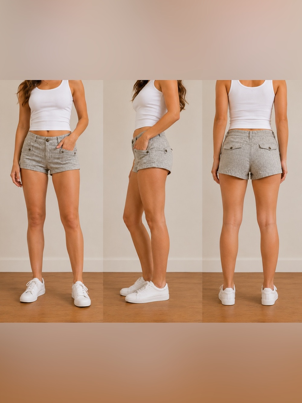 Express Gray Tweed-Look Women's Shorts